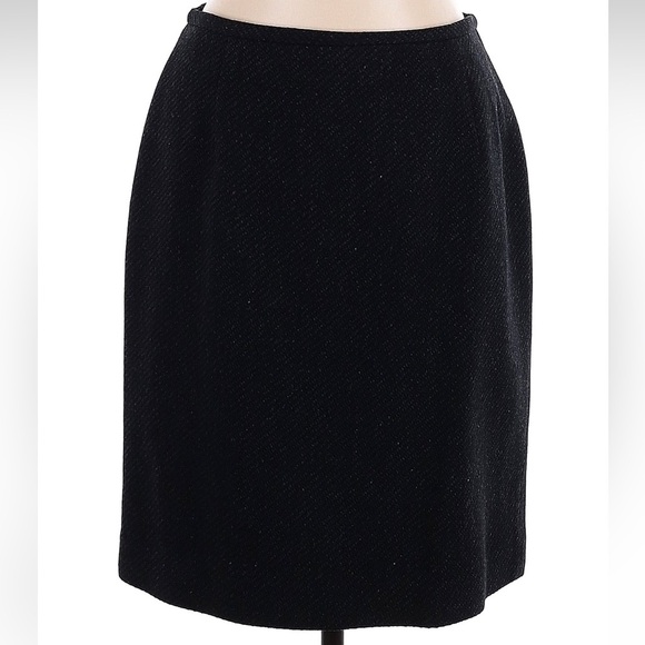 Vintage LRL Ralph Lauren Classic Black Grey Speckled Wool A Line Skirt Size 12 L - Picture 1 of 6